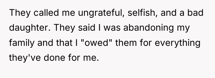 They called me ungrateful, selfish, and a bad daughter. They...