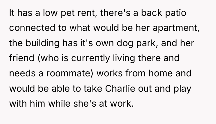 It has a low pet rent, there's a back patio...