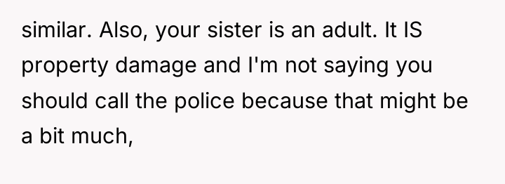 similar. Also, your sister is an adult. It IS property...