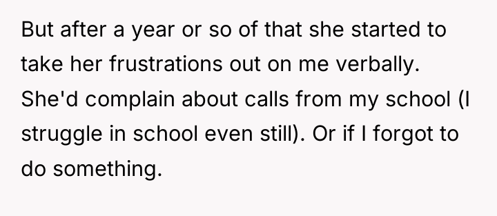 But after a year or so of that she started...