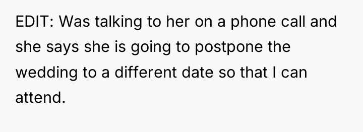 EDIT: Was talking to her on a phone call and...