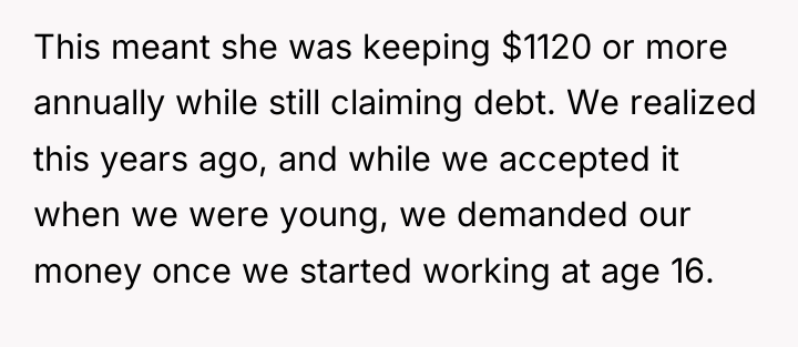 This meant she was keeping $1120 or more annually while...