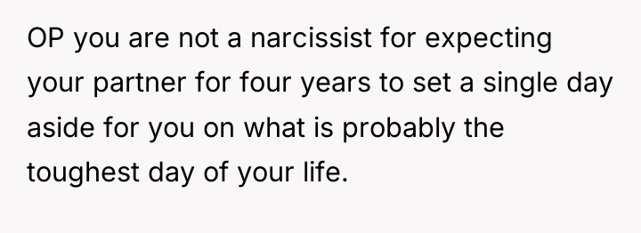 OP you are not a narcissist for expecting your partner...