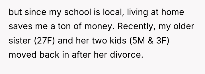 but since my school is local, living at home saves...