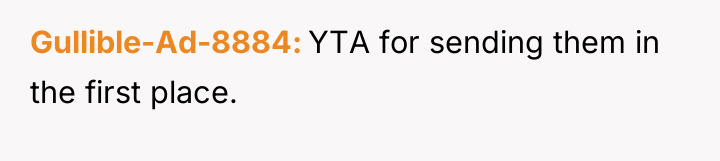 Gullible-Ad-8884 YTA for sending them in the first place.