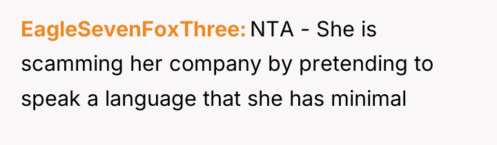 EagleSevenFoxThree NTA - She is scamming her company by pretending...
