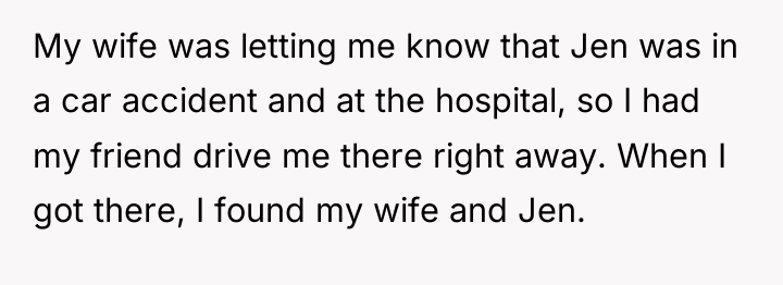 My wife was letting me know that Jen was in...