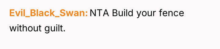 Evil_Black_Swan NTA Build your fence without guilt.