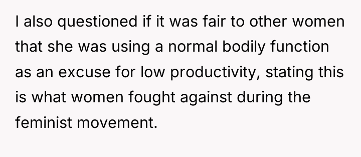 I also questioned if it was fair to other women...