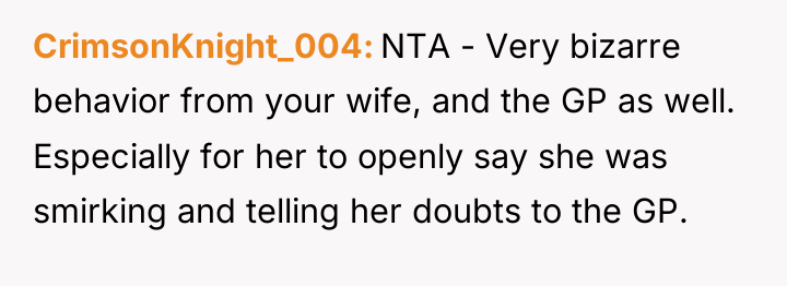 CrimsonKnight_004 NTA - Very bizarre behavior from your wife, and...