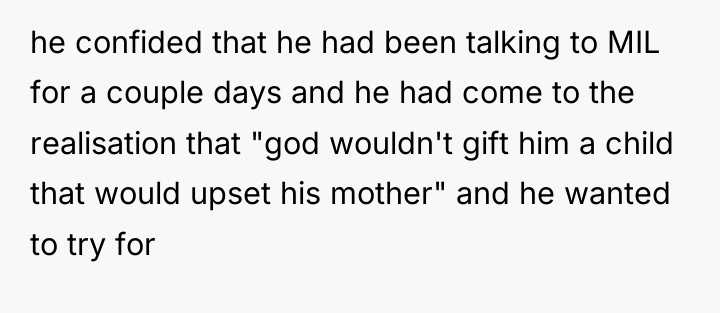 he confided that he had been talking to MIL for...