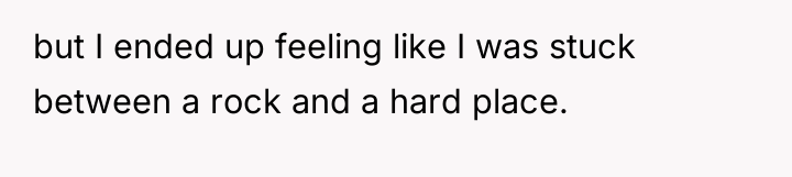 but I ended up feeling like I was stuck between...