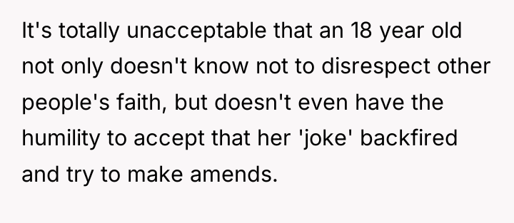 It's totally unacceptable that an 18 year old not only...