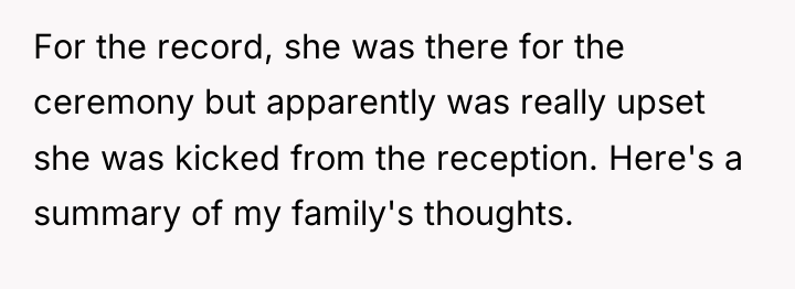 For the record, she was there for the ceremony but...