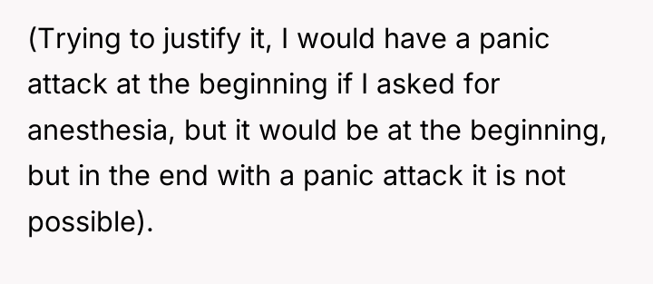 (Trying to justify it, I would have a panic attack...