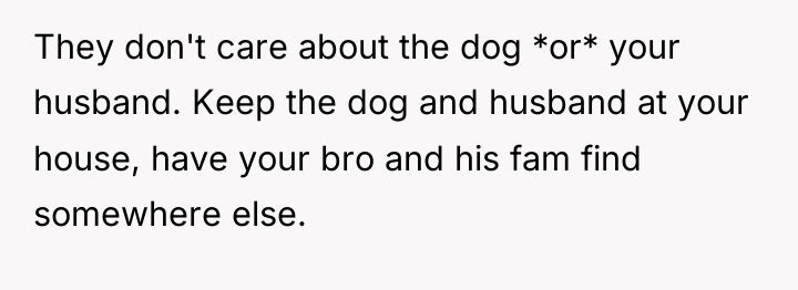 They don't care about the dog *or* your husband. Keep...