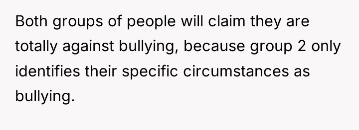 Both groups of people will claim they are totally against...