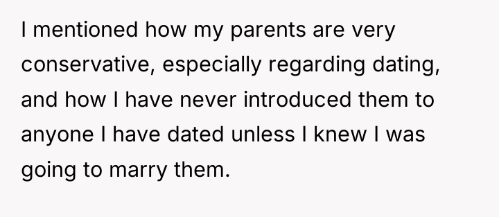 I mentioned how my parents are very conservative, especially regarding...