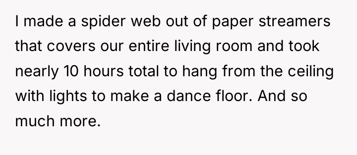 I made a spider web out of paper streamers that...