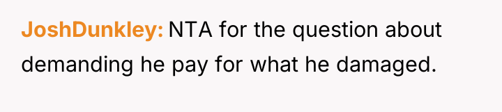 JoshDunkley NTA for the question about demanding he pay for...