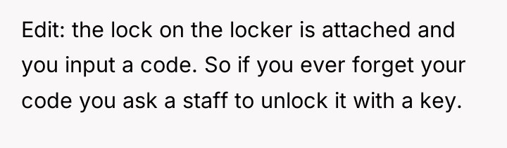 Edit: the lock on the locker is attached and you...