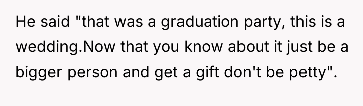 He said "that was a graduation party, this is a...