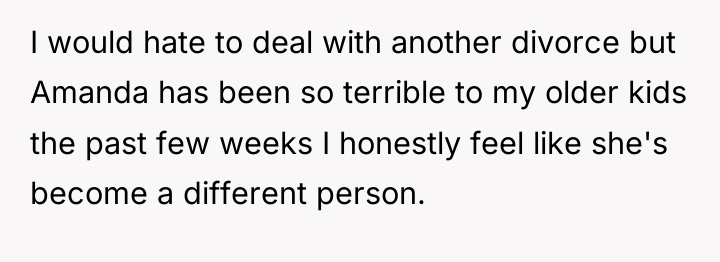 I would hate to deal with another divorce but Amanda...