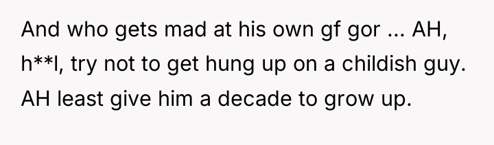 And who gets mad at his own gf gor ......