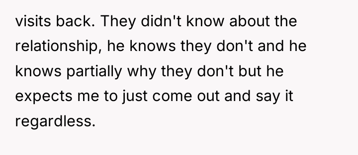 visits back. They didn't know about the relationship, he knows...