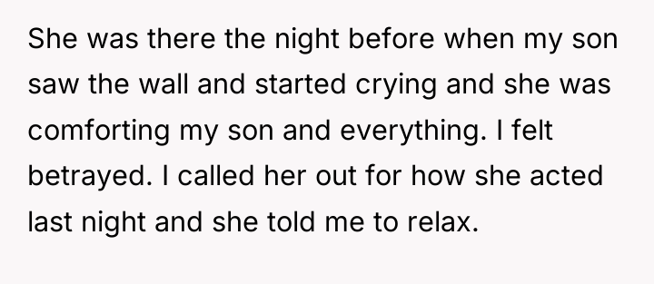 She was there the night before when my son saw...