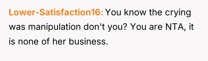 Lower-Satisfaction16 You know the crying was manipulation don't you? You...