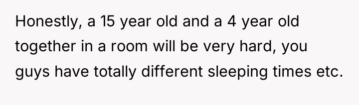 Honestly, a 15 year old and a 4 year old...