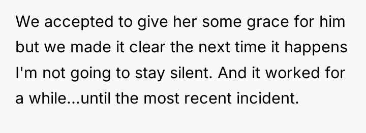 We accepted to give her some grace for him but...