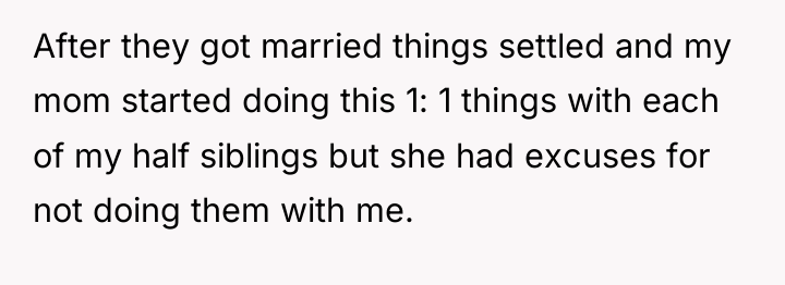 After they got married things settled and my mom started...