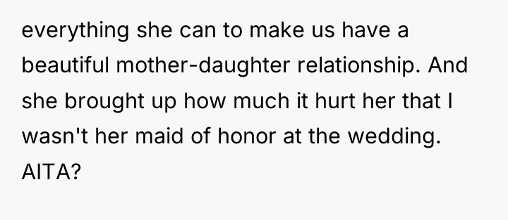 everything she can to make us have a beautiful mother-daughter...
