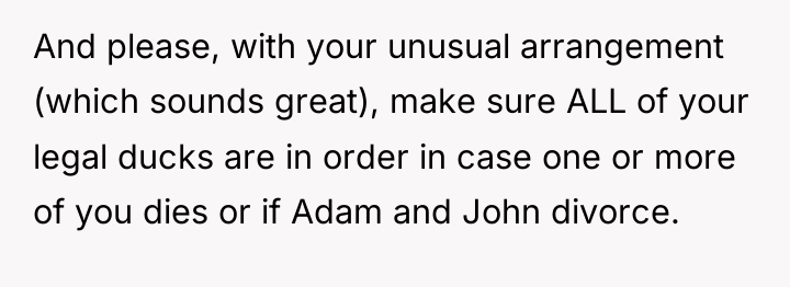 And please, with your unusual arrangement (which sounds great), make...