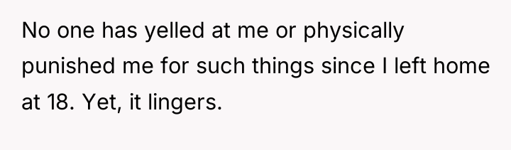 No one has yelled at me or physically punished me...