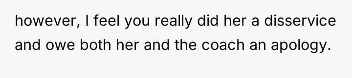 however, I feel you really did her a disservice and...