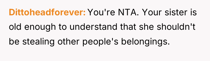 Dittoheadforever You're NTA. Your sister is old enough to understand...