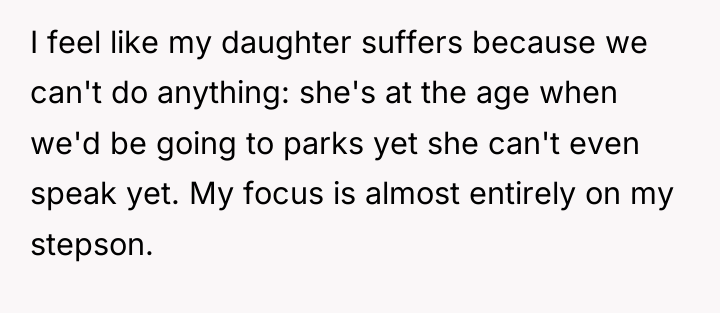 I feel like my daughter suffers because we can't do...