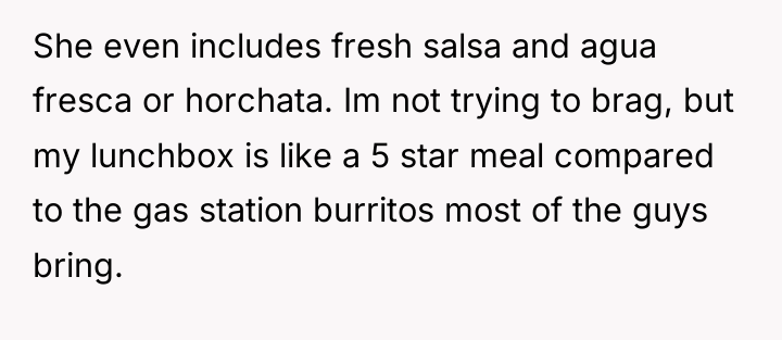 She even includes fresh salsa and agua fresca or horchata....