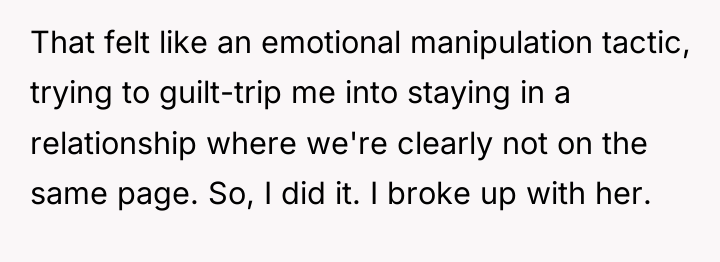 That felt like an emotional manipulation tactic, trying to guilt-trip...
