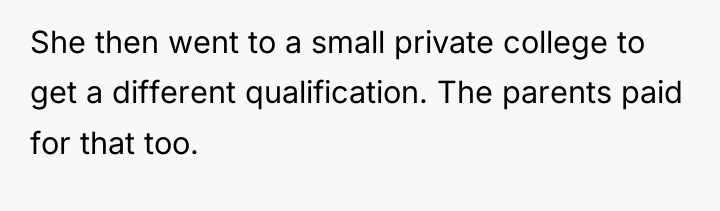 She then went to a small private college to get...