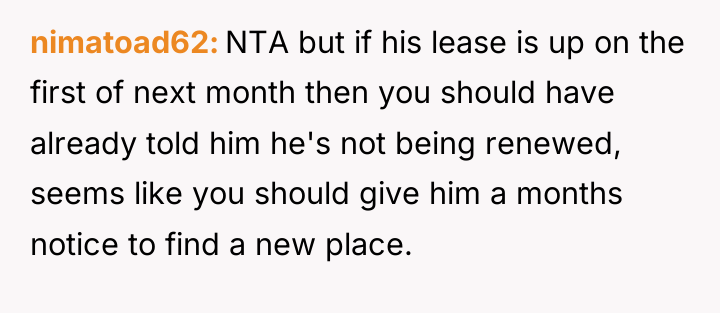 nimatoad62 NTA but if his lease is up on the...