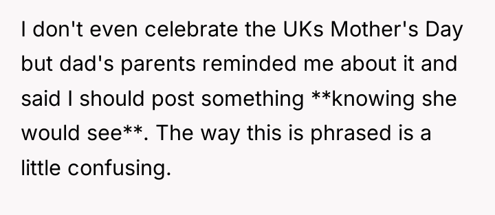 I don't even celebrate the UKs Mother's Day but dad's...