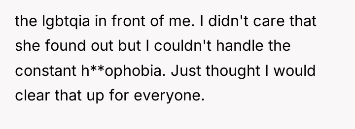 the lgbtqia in front of me. I didn't care that...