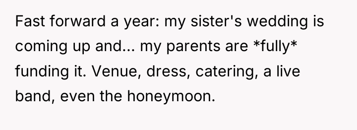 Fast forward a year: my sister's wedding is coming up...