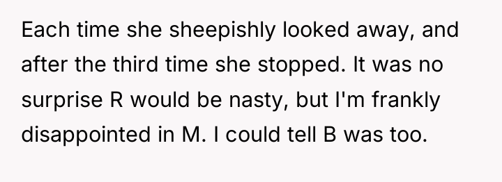 Each time she sheepishly looked away, and after the third...