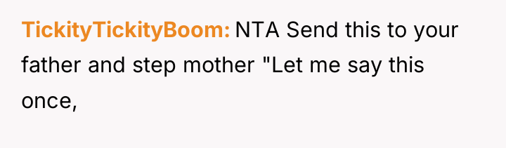 TickityTickityBoom NTA Send this to your father and step mother...