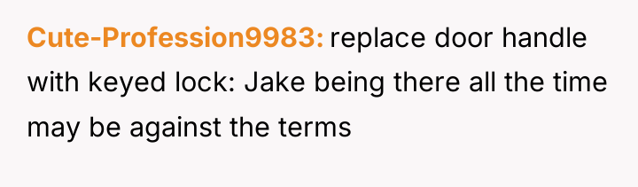 Cute-Profession9983 replace door handle with keyed lock: Jake being there...
